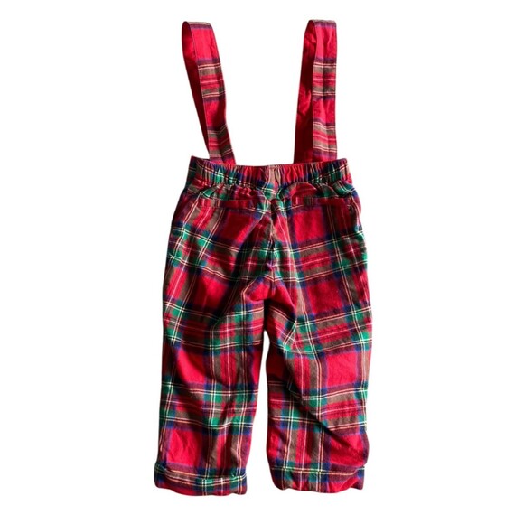 Janie and Jack Plaid Suspender Pants 6–12 Months Red Tartan Holiday - Picture 4 of 6
